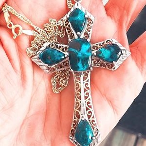 Crysacola 18kt & 925 Sterling silver pendant